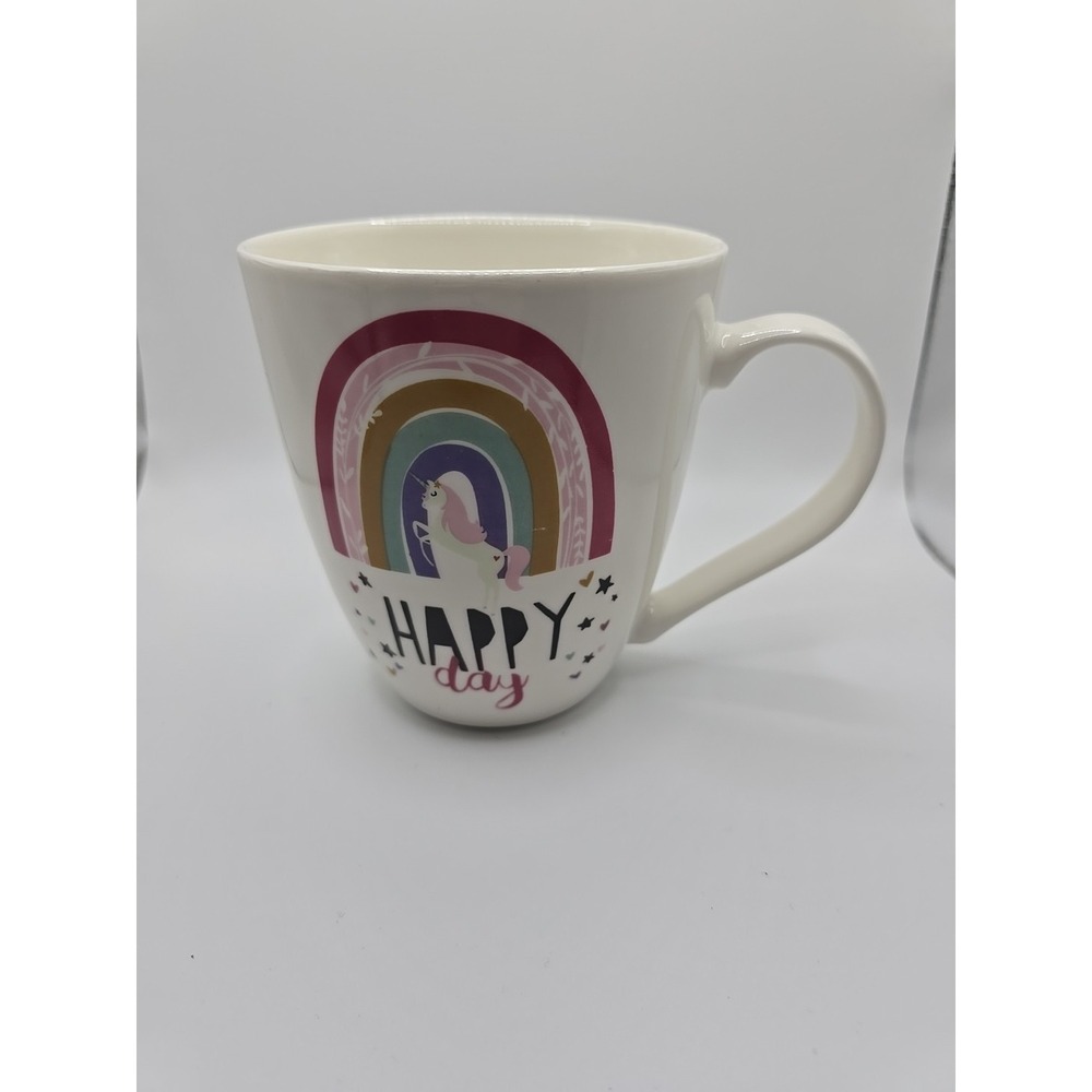 New Pfaltzgraff Unicorn Happy Day Saying Rainbow 18 oz Coffee Tea Cocoa Mug‎ Cup
